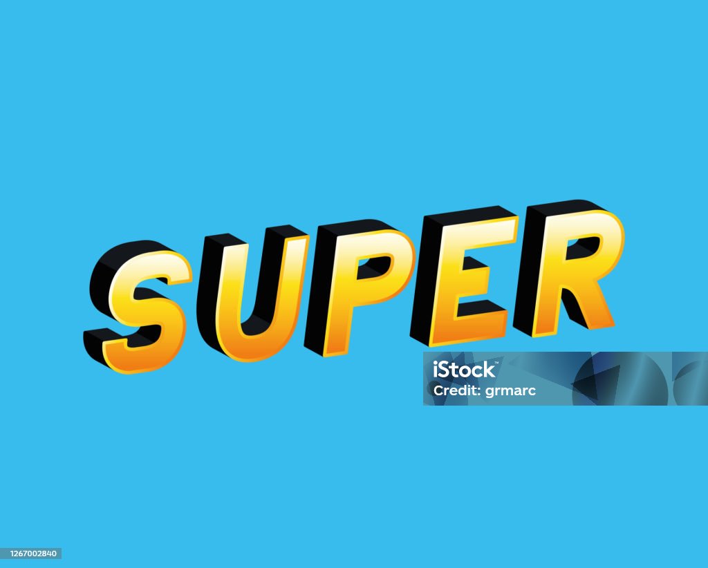 Super Lettering Sign 3d Super Lettering On Blue Background Vector Design Stock Illustration ...
