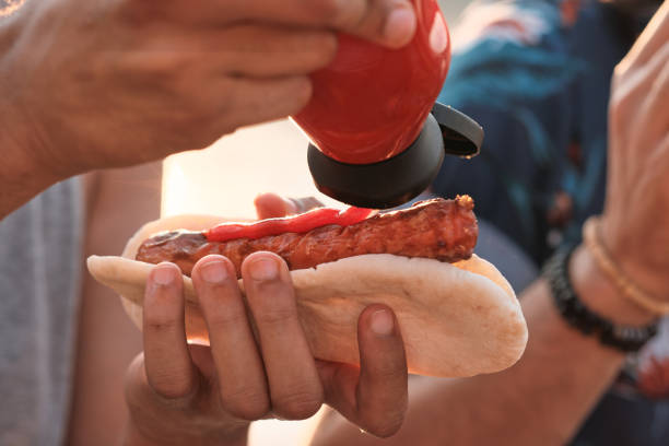 PNG, delicious hot dog with ketchup, isolated on white background