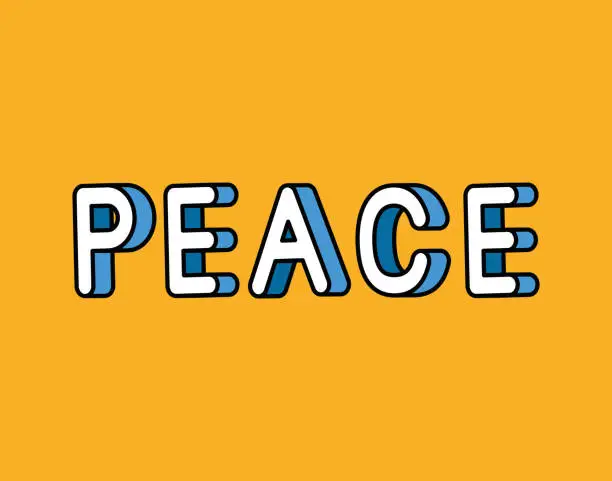 Vector illustration of 3d peace lettering on orange background vector design
