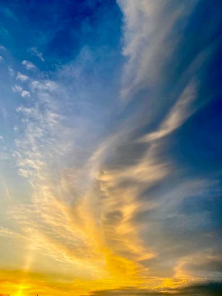 istock Blue sky with white clouds at sunset in summer time. 1267005958