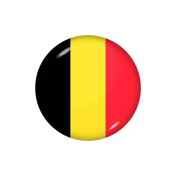 Vector illustration of Glossy flag icon ofBelgium