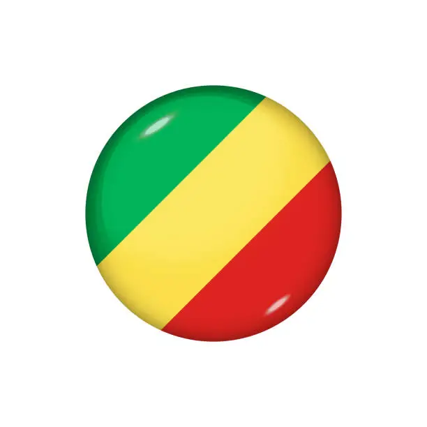 Vector illustration of Glossy flag icon ofCongo