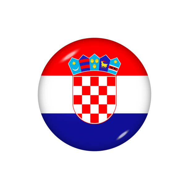 ilustraciones, imágenes clip art, dibujos animados e iconos de stock de icono de la bandera brillante decroacia - croatian flag
