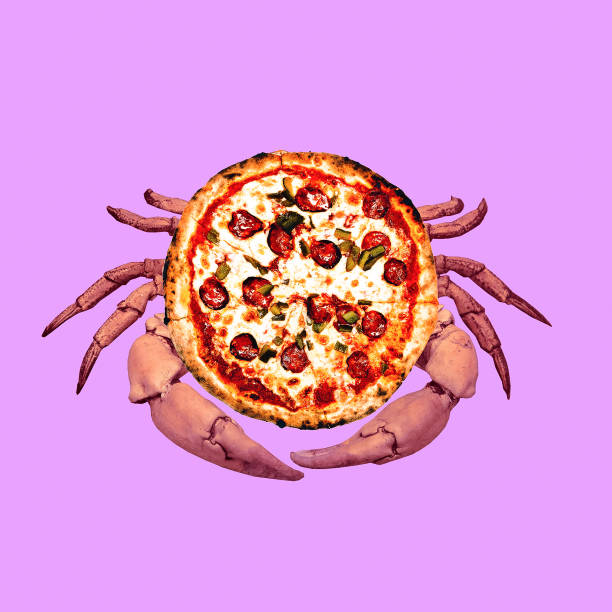 Contemporary art collage. Pizza crabs