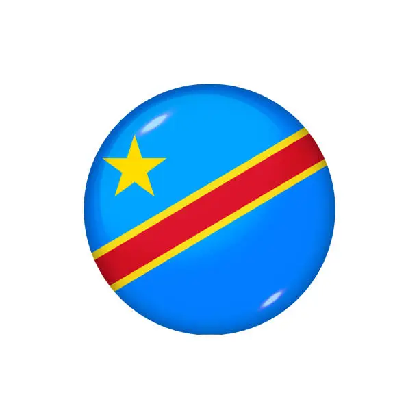 Vector illustration of Glossy flag icon ofDR Congo