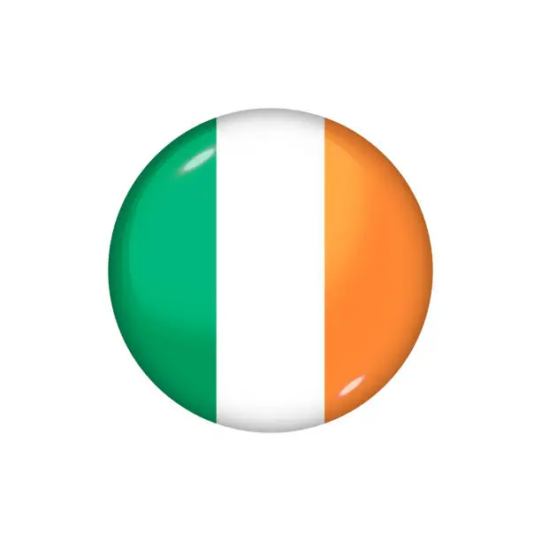 Vector illustration of Glossy flag icon ofIreland