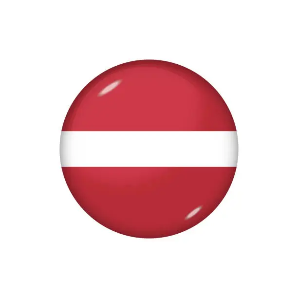Vector illustration of Glossy flag icon ofLatvia