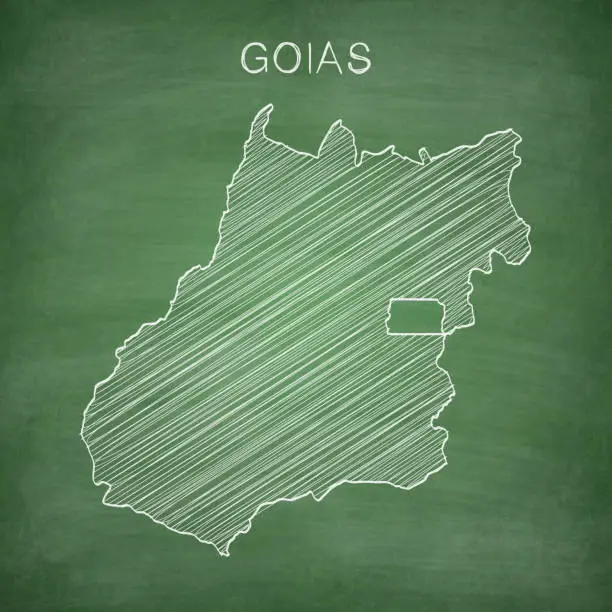 Vector illustration of Goias map drawn on chalkboard - Blackboard