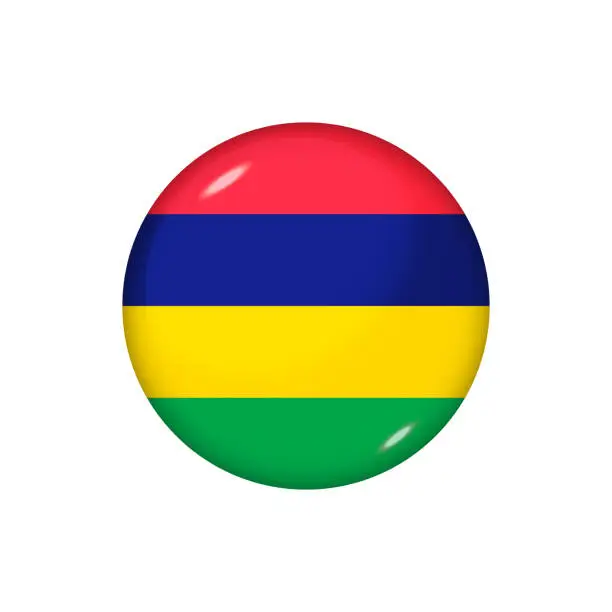 Vector illustration of Glossy flag icon ofMauritius