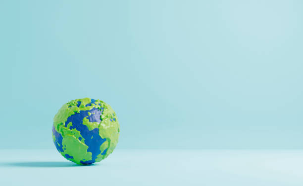 istock Plasticine earth on color paper background minimal style 3D render 1267013516