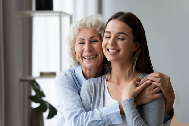 istock Happy dreamy multigenerational family feeling positive at weekend. 1267013600