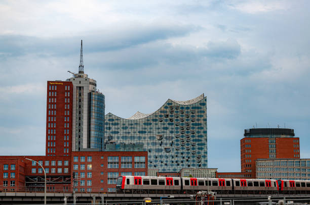 Urban view with modern office buildings in Hamburg business downtown stock photo