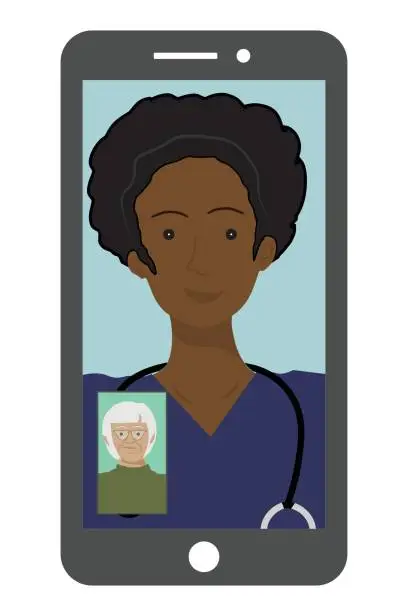 Vector illustration of Illustration of female doctor during telemedicine appointment
