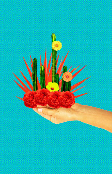 istock Contemporary art collage. Cactus flowers lover concept 1267014384