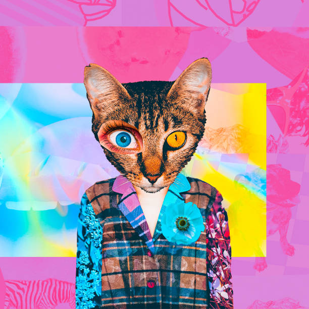 istock Contemporary art collage. Retro Cat magazine clipping 1267015737
