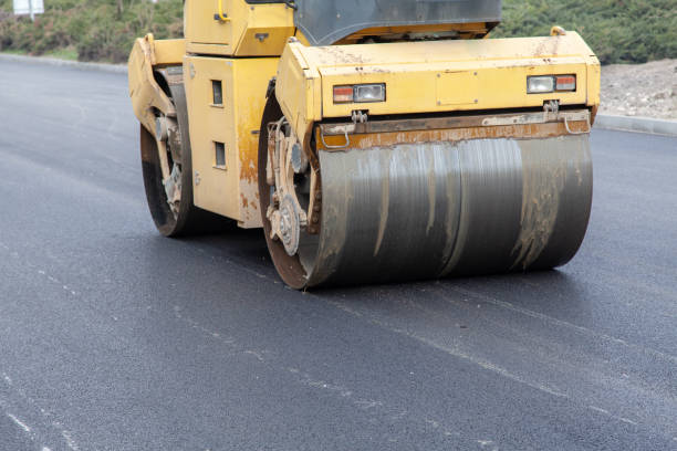 istock Large road-roller paving a road. Road construction 1267017495