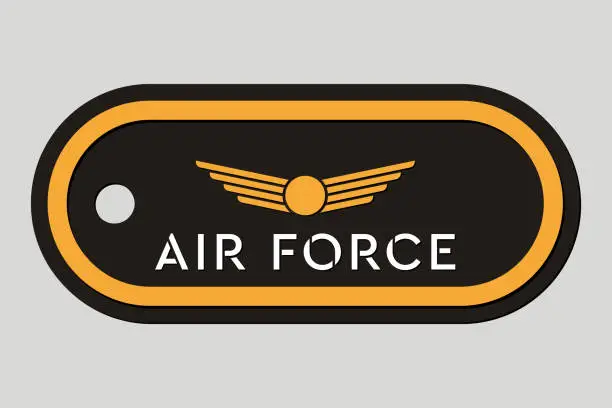 Vector illustration of Military Token. Emblem of Air Force. Army Badge. Design Elements for Military Style Jackets, Shirt and T-Shirts