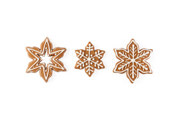 Decorated gingerbread stars isolated on white background