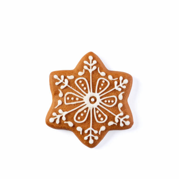 Decorated gingerbread stars isolated on white background stock photo