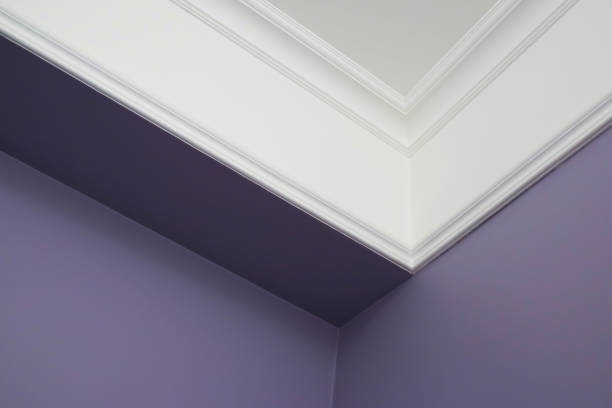 istock Ceiling moldings in the interior, detail of a angular ceiling skirting 1267029320