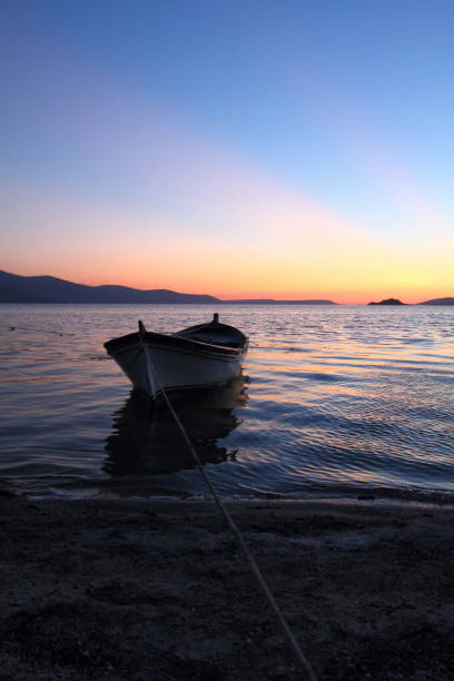 fishing boats on the lake. Bafa Lake, Mugla, Turkey