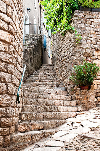 Sainte-Enimie, historic town in Gorges du Tarn in Cevennes national park (Lozere, Occitanie, France)