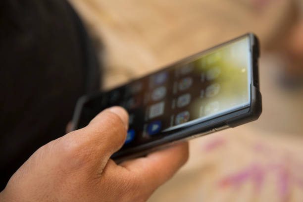 close-up of using mobile phone