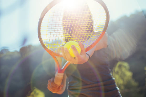 istock Woman forcefully playing tennis 1267039159