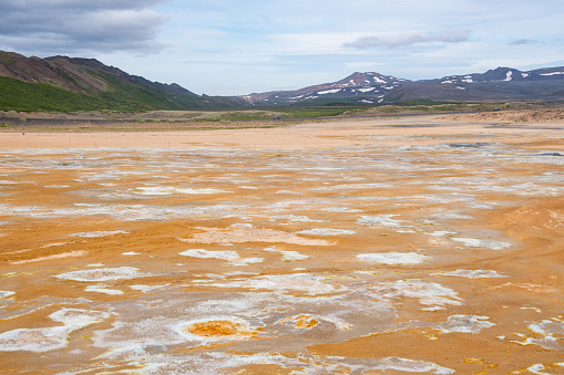 The Namafjall geothermal field is located in Northeast Iceland, on the east side of Lake Myvatn.