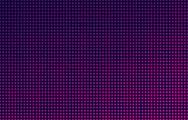 ilustrações, clipart, desenhos animados e ícones de fundo de gradiente da tela led, pontos de monitor rosa e roxo. close-up da macrotextura do display. - black wall showing light