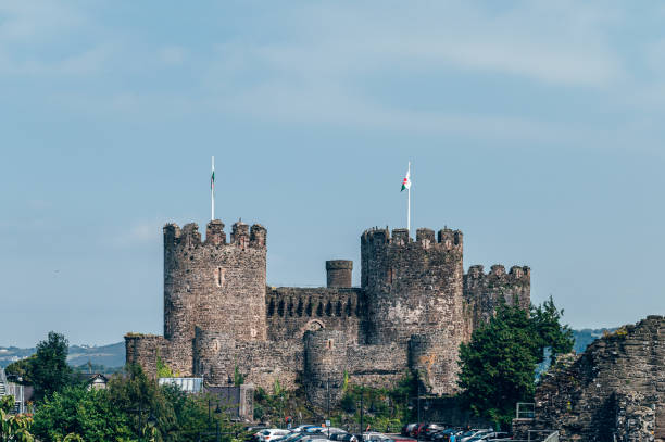 Conwy Castle, North Wales, UK Conwy, North Wales, UK - 09 August, 2020: Conwy Castle is fortification in Conwy, located in North Wales. conwy castle stock pictures, royalty-free photos & images