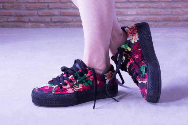 istock Vintage looking flowery shoes wonr wtih style 1267050627