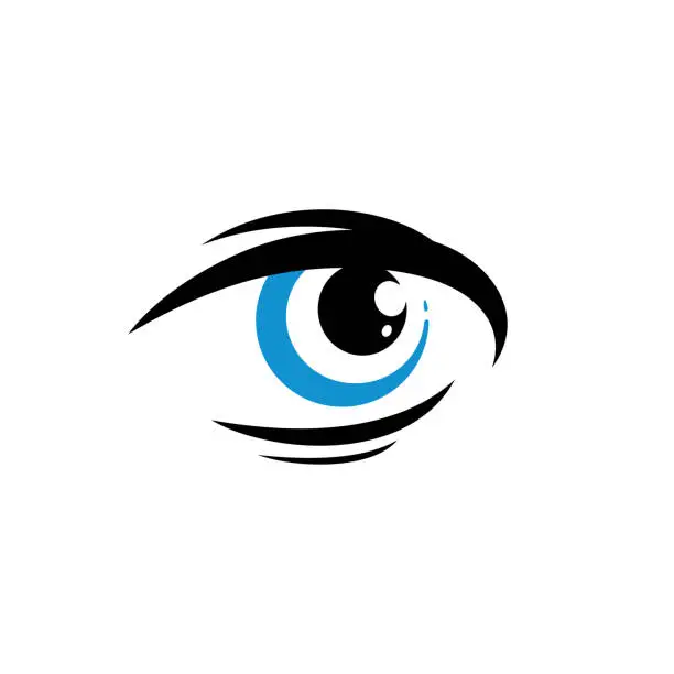 Vector illustration of Human blue eye icon