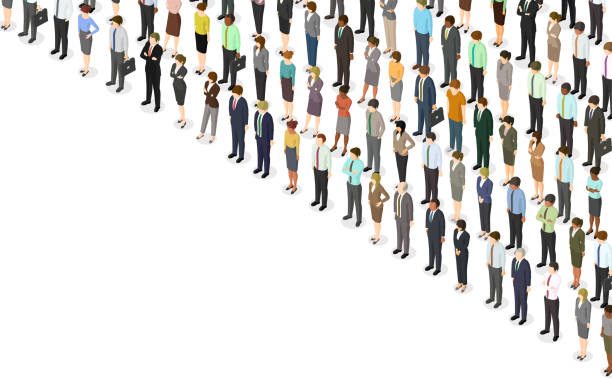 Isometric crowd of people Isometric crowd of people. Created with adobe illustrator. large group of people illustrations stock illustrations