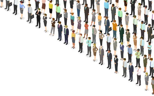 Vector illustration of Isometric crowd of people