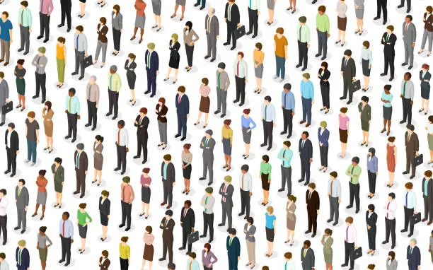 Vector illustration of Isometric crowd of people