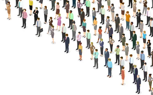 Vector illustration of Isometric crowd of people