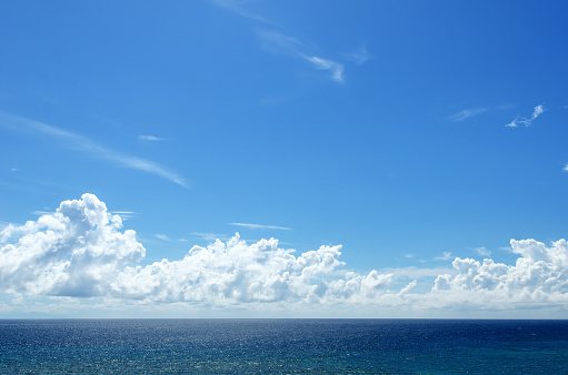 Tropical ocean with blue sky background
