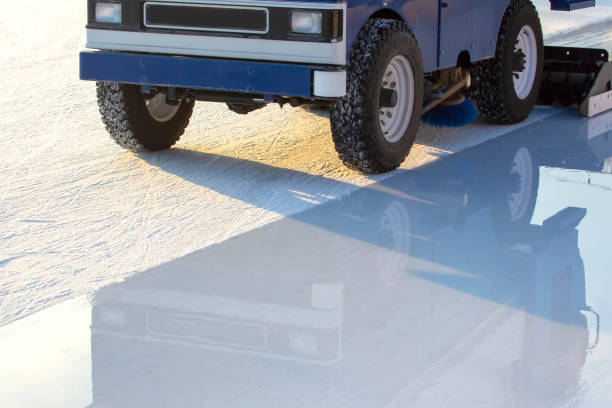 istock special machine for cleaning ice on an ice rink at work. Transport industry 1267055878