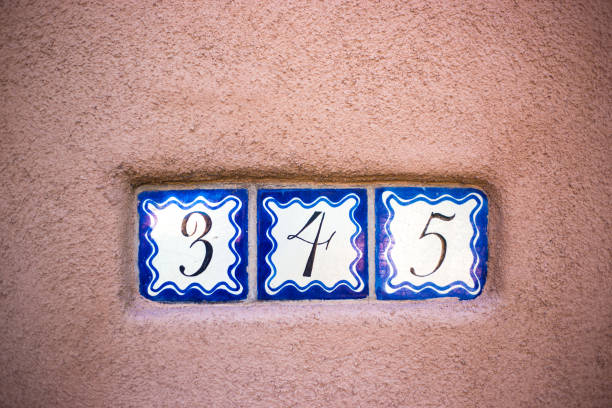 Ceramic Number 345 Street Address Tiles; Brown Wall Ceramic Number 345 Street Address; Tiles on Brown Wall. Copy space available. ceramic tile house numbers stock pictures, royalty-free photos & images