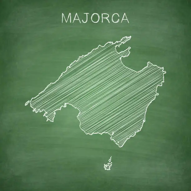 Vector illustration of Majorca map drawn on chalkboard - Blackboard