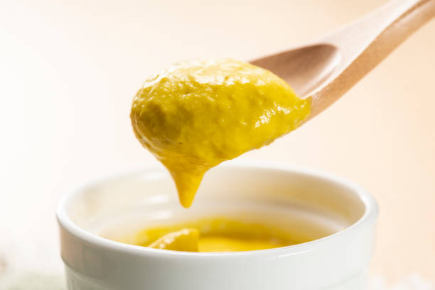 mustard in a small bowl - japanese mustard imagens e fotografias de stock