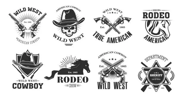 Vector illustration of Wild west emblems set