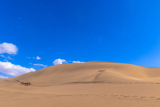Yueyaquan Scenic Area, Mingsha Mountain, Dunhuang City, Gansu Province, China. Gansu Dunhuang Crescent Lake and Mingsha Mountain,China