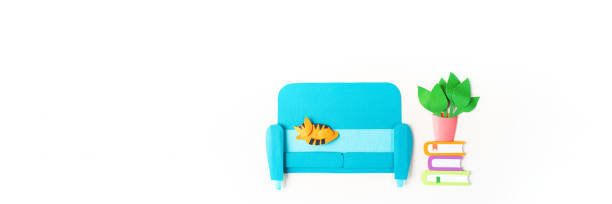 istock Plant cat paper craft. Back to school education. 1267083761