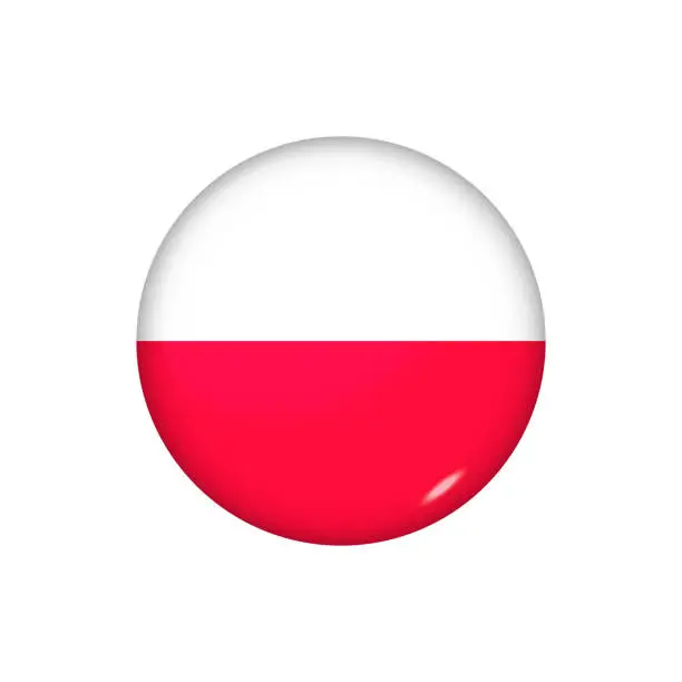 Vector illustration of Glossy flag icon ofPoland