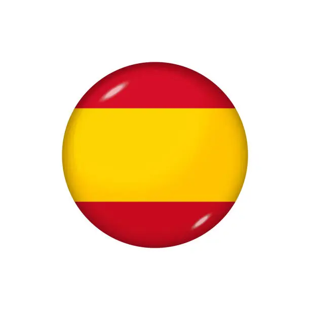 Vector illustration of Glossy flag icon ofSpain
