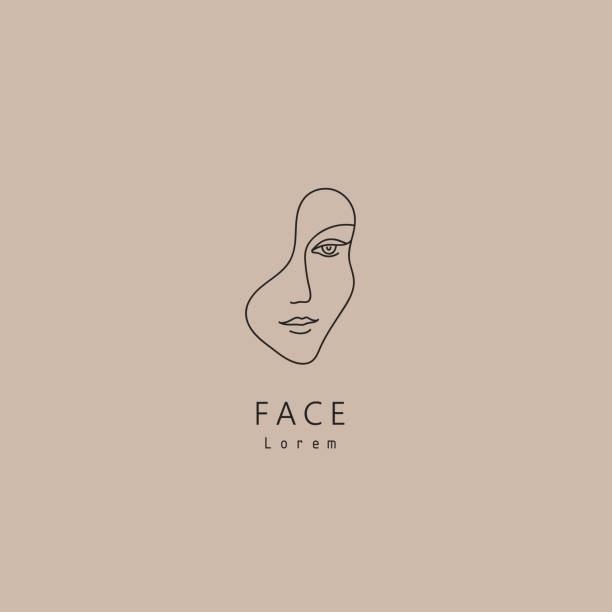 Vector minimal face, linear artistic icon. Social net, emblem for beauty studio and cosmetics - female portrait, beautiful woman's face - badge for make up artist, fashion. T-shirt print Vector minimal face, linear artistic icon. Social net, emblem for beauty studio and cosmetics - female portrait, beautiful woman's face - badge for make up artist, fashion. T-shirt print face outline stock illustrations