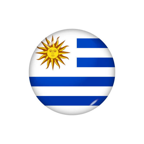 глянцевый флаг иконы пуругуай - uruguay stock illustrations