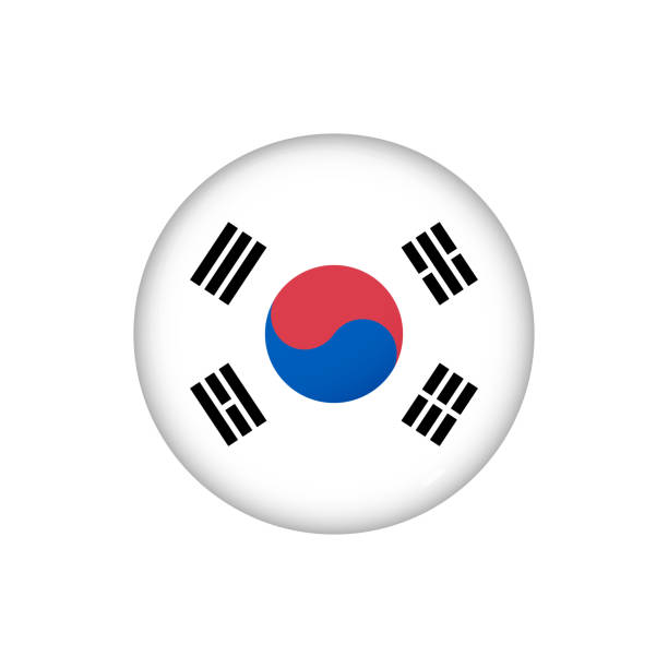 ilustraciones, imágenes clip art, dibujos animados e iconos de stock de icono de la bandera brillante de corea del sur - kansas football
